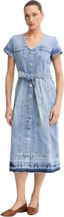 Marc Aurel Denim Midi Jurk - Dames - Casual kleedjes - Blauw - M - Denim - Kleedjes