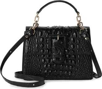 Brahmin Small Hallie Croc Embossed Leather Top Handle Bag in Black at Nordstrom