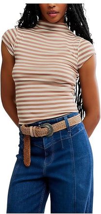 Free People We The Free Lola Striped T-Shirts Womens Clothing Otter Combo : MD (Womens 8-10), Cotton/Elastane/Lyocell