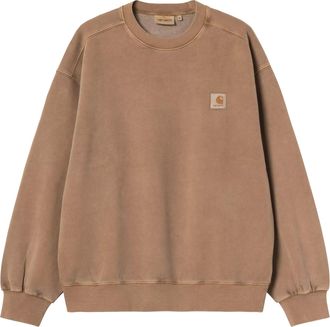 Carhartt Work in Progress Relaxed-Fit Brown Sweatshirt with Ribbed Cuffs and Minimalist Logo