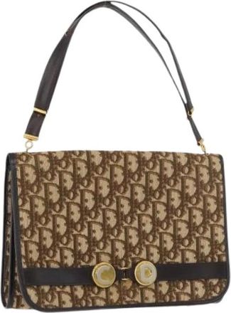 Dior Pre-owned Shoulder Bags, female, Beige, Size: ONE SIZE Pre-owned Vintage Canvas Shoulder Bag