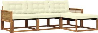 vidaXL Conjunto De Sof&aacute;s De Exterior 4 Uds. Natural Y Crema Vidaxl