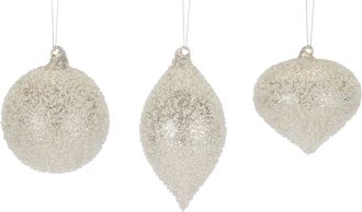 Melrose International Beaded Glass Tree Ornament (Set of 6) - Silver