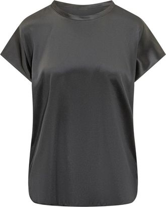 Pinko Korte Satin Blouse - Dames - T-shirts - Zwart - 2XL - Leer - Tops