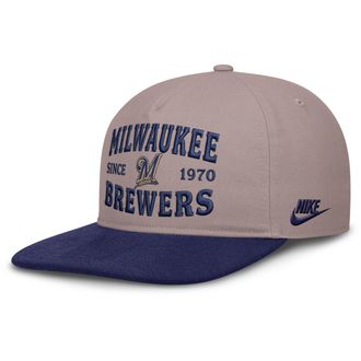 Nike Milwaukee Brewers Cooperstown Pro Nike Mens MLB A-Frame Adjustable Hat in Brown | NB1B0KJ9MIB-HG2