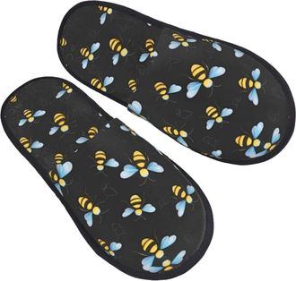 Generic Home Slippers Bee Flying Printing Furry Slippers Flat Soft Slipper For Winter Indoor Women L