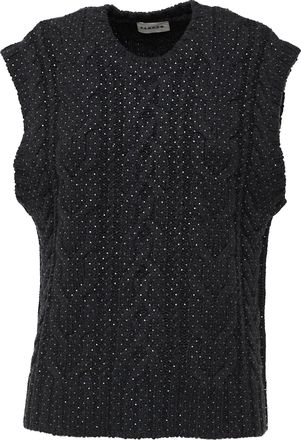 P.A.R.O.S.H. Rhinestone Cable-Knit Sleeveless Tank Top