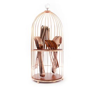 Bisetti Set of 24 pcs. Cutlery with cage-style cutlery holder Stonerose GIFT BOX