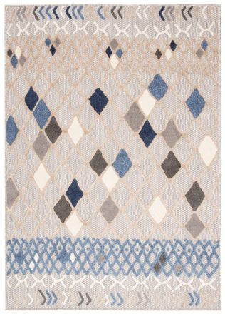 Tapiso Alfombra interior exterior 3d azul beige gris claro crema 80x150cm