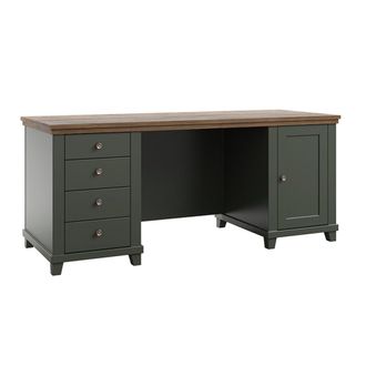 Petits Meubles Escritorio 1 puerta 4 cajones paneles laminados verde y madera