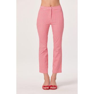 ASTR the Label Alma Stretch Cotton Gingham Crop Pants in Red Gingham at Nordstrom, Size Large
