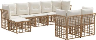 vidaXL Conjunto De Sof&aacute;s De Exterior Natural Y Crema Poli&eacute;ster Vidaxl