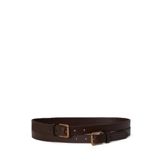Ralph Lauren Cintura alta a doppio cinturino con doppia fibbia - - Accessories - Donna - Marrone - L