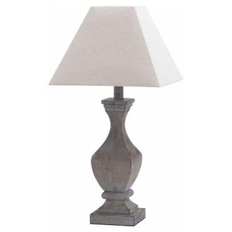 Hill Interiors Hill Interiors - Incia Fluted Wooden Table Lamp - Fabric/Wood - L12 x W12 x H53 cm - Brown