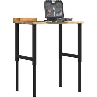vidaXL Vidaxl - Banco De Trabajo Madera Maciza De Roble 80x60x(71,5-98) Cm