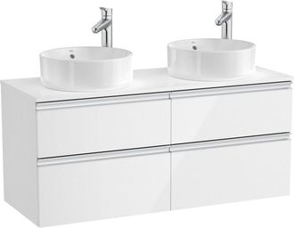Roca Roca - Mueble Base De 4 Cajones Para 2 Lavabos De Sobre Encimera The Gap Color: Blanco Brillo