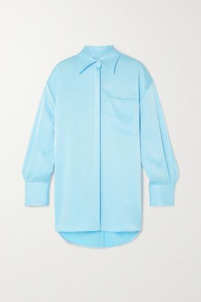 Alex Perry Camicia Oversize In Cr&ecirc;pe Satin Lovell - Blu