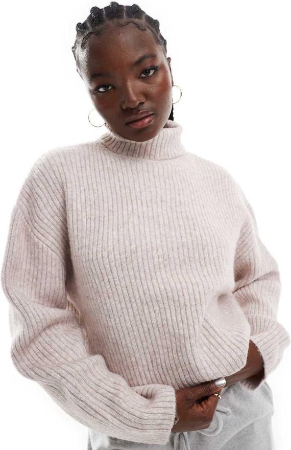 long sleeve rollneck sweater in off white