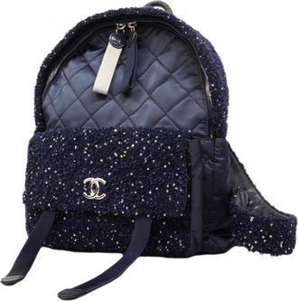 Chanel Navy Nylon Tweed Backpack (Pre-Owned)