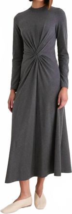 Apiece Apart Long Sleeve Volta Dress In Heathered Charcoal