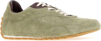 Bottega Veneta Womens Sage Green Suede Orbit Flash Sneakers Beigebordeaux