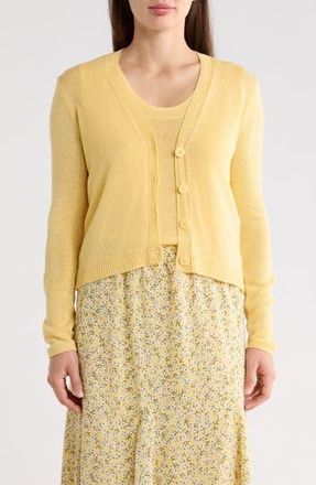 Max Studio V-Neck Cardigan in Straw at Nordstrom Rack, Size X-Small