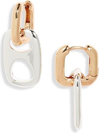 Open Edit Pop Top Drop Hoop Earrings in Silver- Gold at Nordstrom