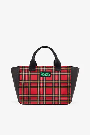Ganni x Barbour Tote in Red Tartan Size One - Green