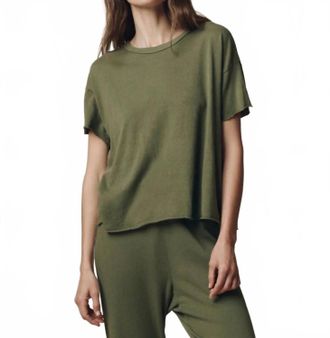 The Great. Crop Short Sleeve Tee In Heritage Army