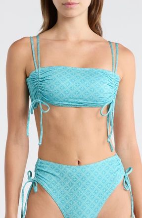 Rip Curl Moon Geo Metallic Ruched Bikini Top in Blue at Nordstrom, Size Xx-Small