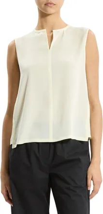 Theory Split Neck Satin Tank in Lemongrass - 2Eo at Nordstrom, Size X-Large