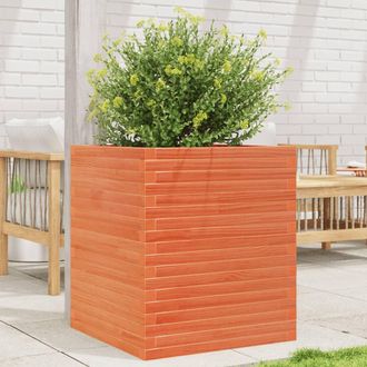 Berkfield Home Garden Planter Wax Brown 60x60x68.5 cm Solid Wood Pine
