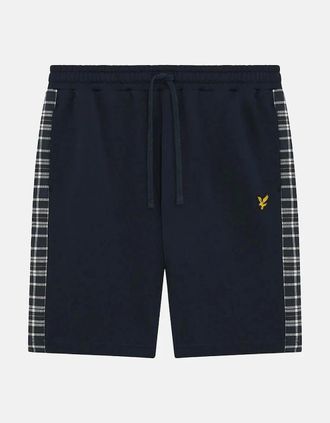 Lyle & Scott Mens Lyle & Scott Check Panelled Crewneck Sweatshort - Dark Navy - Size: 37/36/32