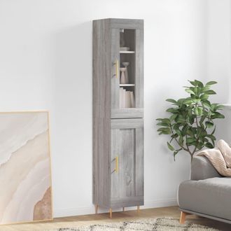 vidaXL Aparador Alto Madera Contrachapada Gris Sonoma 34,5x34x180 Cm Vidaxl