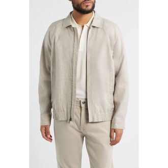 Nordstrom Linen Harrington Jacket in Grey Fungi - White at Nordstrom, Size Xx-Large