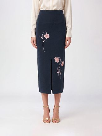 Erdem Gonna midi a tubino in maglia di misto lana floreale
