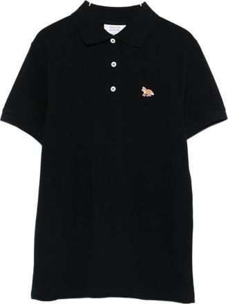 Maison Kitsun&eacute; Zwarte Poloshirt met Vossen Detail - Dames - Polos - Zwart - XS - Katoen - Tops