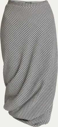 Balenciaga Houndstooth Twisted Tailored Wool Skirt
