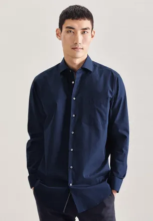 Seidensticker Businesshemd SEIDENSTICKER Schwarze Rose, Herren, Gr. XXL (45), normale &Auml;rmell&auml;ngen, blau (dunkelblau), 100% Baumwolle, unifarben, regular fit, 2-Knop