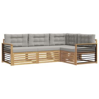 vidaXL Conjunto De Sof&aacute;s De Exterior 5 Pcs Blanco Y Gris Claro Vidaxl