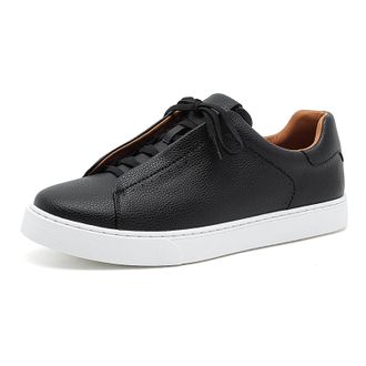 Generic Mens Leather Sneakers Classic Comfortable Casual Shoes for Men Breathable Business Dress Sneaker,Black,7.5 UK