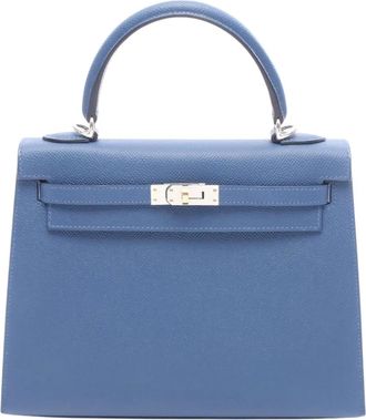 Herm&egrave;s Borsa a mano Kelly II Sellier 25 in pelle Epsom 2025 - Blu