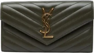 Saint Laurent Pre-owned Wallets, female, Green, Size: ONE SIZE Pre-owned Leather Wallet