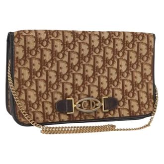 Dior Pre-owned Cross Body Bags, female, Beige, Size: ONE SIZE Pre-owned Vintage Canvas Shoulder Bag