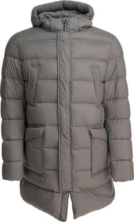 Herno Long Down Jacket With Hood Jackets And Coats Grey-Uomo