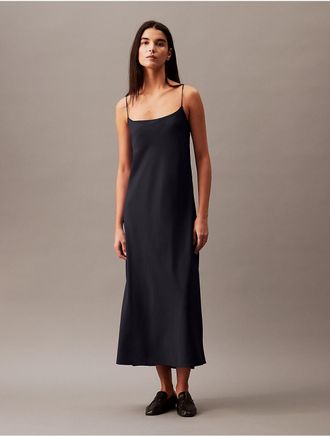 Calvin Klein Womens Midi Slip Dress - Navy - XS