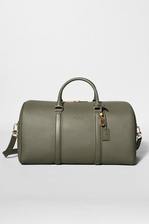 Alo Voyage Duffle Bag in Olive Tree Leather Green