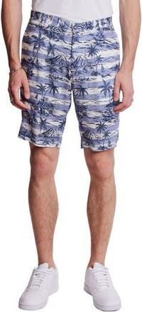 Paisley & Gray Felix Slim Fit Shorts in Indigo Palms Stripe at Nordstrom Rack, Size 31