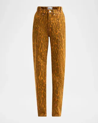 Ganni Print Denim Fold Jeans