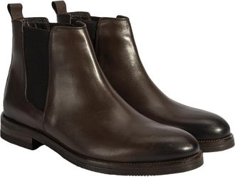 Desa Man Leather Ankle Boots - Slip-On, Round Toe, Low Heel, Breathable | Brown - 40